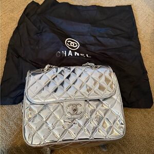 Silver Quilted Women's Bag and matching charm